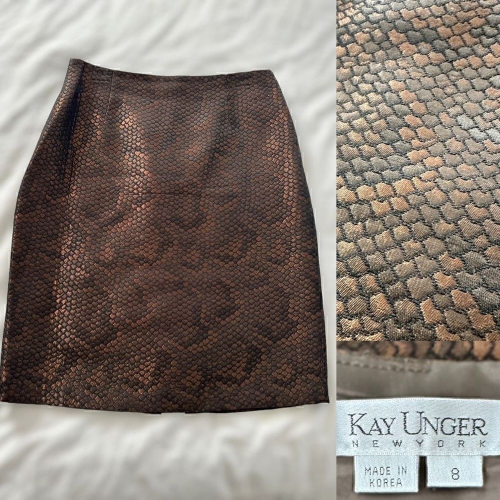 Kay Unger NY Pencil Snakeskin Print Skirt Size 8
